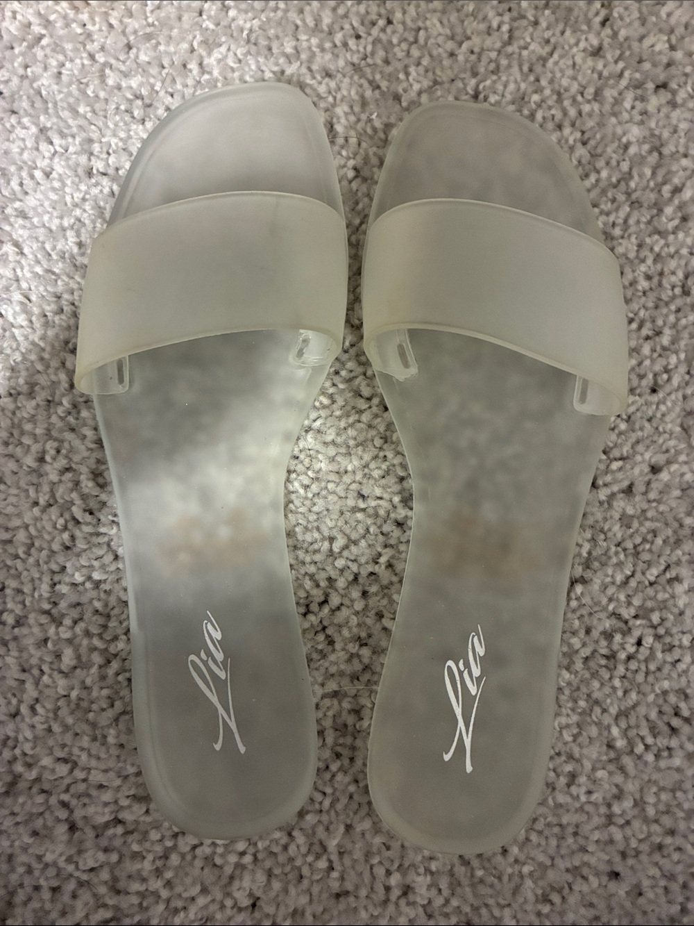 LIA Translucent Slide Sandals - Clear/Cream